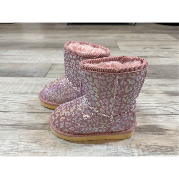 Weestep Girls pink leopard casual winter snow boots size 8 - Picture 4 of 9